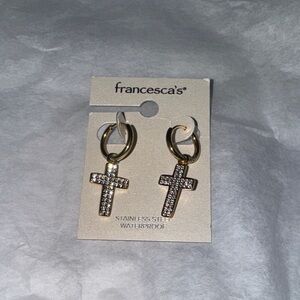 Francesca's Collections Gold and Silver Cross Earrings